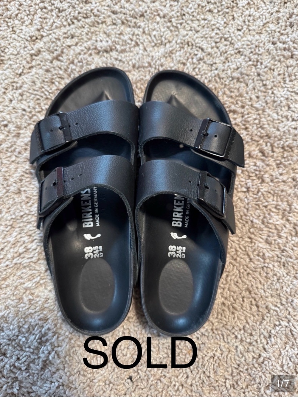 Birkenstock all Leather Black EVA Two-Strap Footbed Sandal